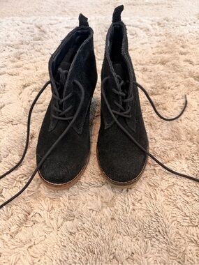 Sonoma Black Suede Lace-Up Wedge Ankle Boots